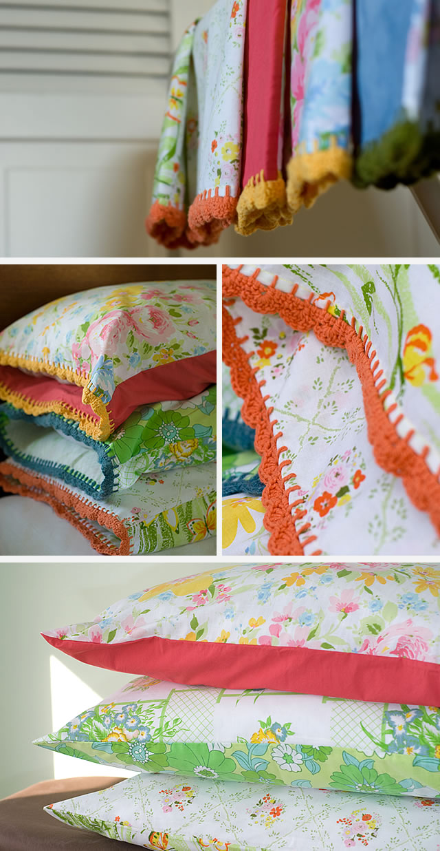 Pillowcases with crochet edging