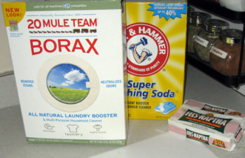 Ingredients: Borax, washing soda and soap