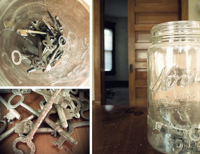 Skeleton keys in a mason jar