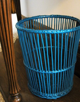 Upcycled wicker trash can