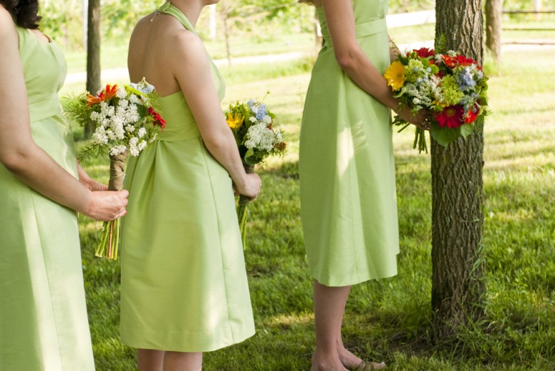 Pretty bridesmaids all in a row